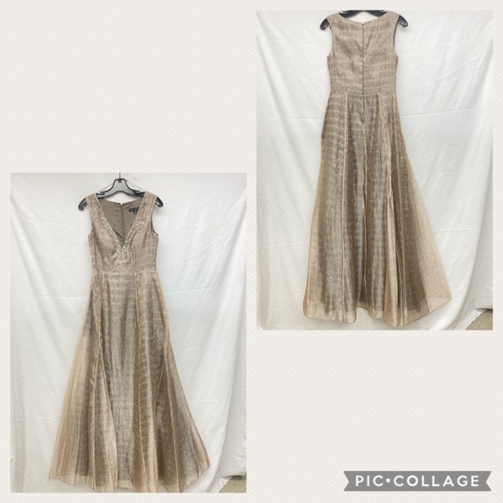 Aidan Mattox V-Neckline organza fit and flare sleeveless gown - Picture 3 of 6